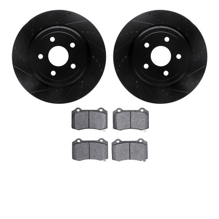 DYNAMIC FRICTION CO 8502-42025, Rotors-Drilled and Slotted-Black with 5000 Advanced Brake Pads, Zinc Coated 8502-42025